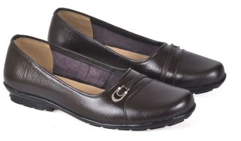 CBR Six PUC 708 Sepatu Pantofel/ Moccasin/ Forma/ kerja Wanita - Elegan - Kulit Asli - Coklat Tua  