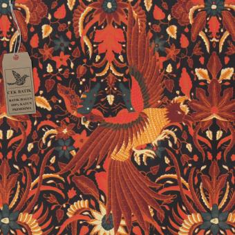 Cek Batik - Kain Batik Hitam Manis Motif Garuda Indonesia Favorit Presiden Jokowi (Orange)  