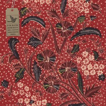 Cek Batik - Kain Batik Motif Setangkai Bunga Mawar Madura Merah Maroon Manis  