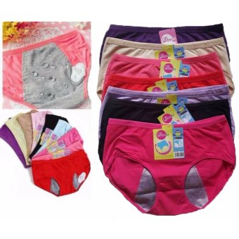 Celana Dalam Wanita Menstruasi, CD Wanita, Thong, Pants anti Tembus 1 set 3pcs ukuran Dewasa (Jambu, Hijau Tosca, Cream)  