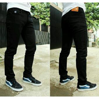 Celana jeans skiny fit pria keren premium - Hitam - Black  