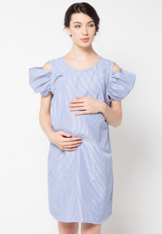 Chantilly Maternity/Nursing Vilia Dress 53021-S.Blue  