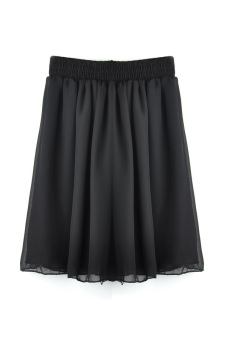 Chiffon Pleated Mini Skirt (Black)  