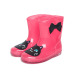 Children Cute Cartoon Applique Flat Ankle Rainboots RoseRed   