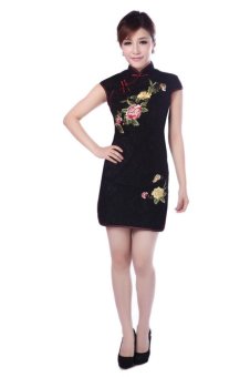 Chinese traditional lace Flower embriodery cheongsam JY017-3 ?Çô White  