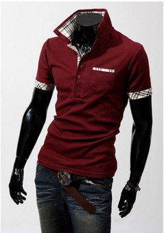 Classic style HOT Mens Stylish Casual Slim Fit Polo Shirt T-shirts Short Sleeve Tee Shirt ?wine red ?-intl  