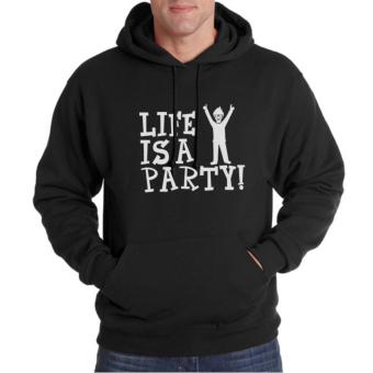 Clothing Online Hoodie Life Is A Party - Hitam  