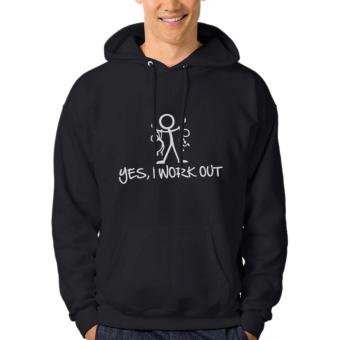 Clothing Online Hoodie Yes I Work Out - Hitam  