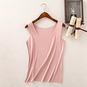 Clothingloves Women Solid Color Cotton Summer Vest Sports Yoga Seamless U-neck Vest (Pink) - intl  