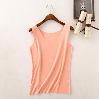Clothingloves Women Solid Color Cotton Summer Vest Sports Yoga Seamless V-neck Vest(Orange) - intl  