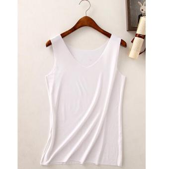 Clothingloves Women Solid Color Cotton Summer Vest Sports Yoga Seamless V-neck Vest(White) - intl  