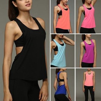 Clothingloves Womens Fitness Running Elasticity Sleeveless Back Hollow Vest (Black) - intl  