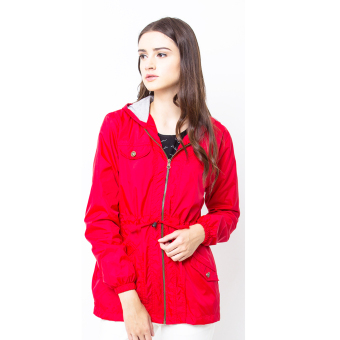 Coconut Tree Women Parka Jacket 1 - Merah  