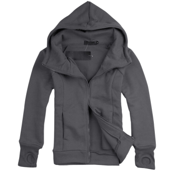 Cocotina Winter Men Hoodie Warm Hooded Sweatshirt Coat Jacket Outwear Sweater Slim Tops - Dark Gray - intl  