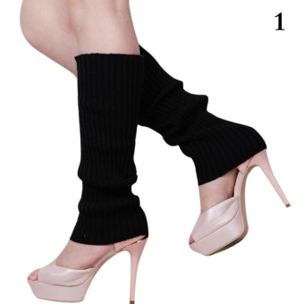 Cocotina Winter Women Winter Warm Crochet Knit High Knee Leg Warmers Leggings Boot Socks Slouch - Black - intl  