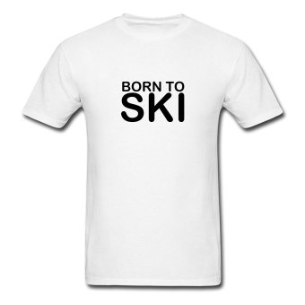 CONLEGO Fashion Men's Born To Ski T-Shirts White  