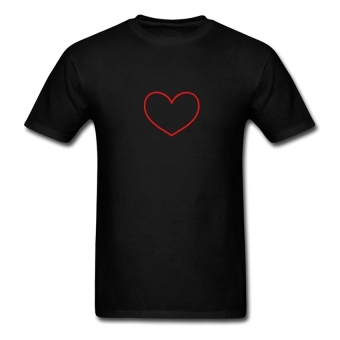 CONLEGO Funny Cotton Men's Heart Outline T-Shirts Black  