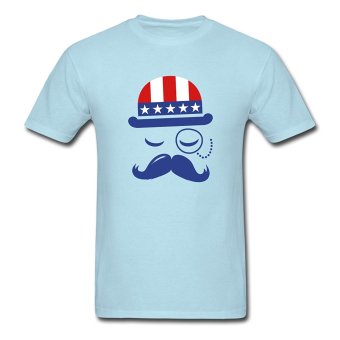 CONLEGO Men's I Love American Sir T-Shirts Sky Blue  