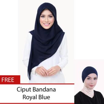 Cotton Bee Daily Basic Hijab Square Dongker + Gratis Cotton Ciput Bandana Royal Blue  