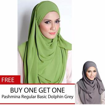 Cotton Bee Pashmina Regular Leaf Green Buy One Get One + Free Pashmina Regular Dolphin Grey  