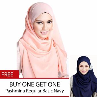 Cotton Bee Pashmina Regular Peach Buy One Get One + Free Pashmina Regular Navy  