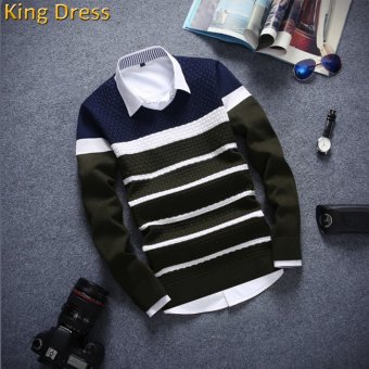 Cotton Good Quality Fashion Young Long-sleeved Men Sweater(Army Green) - intl  