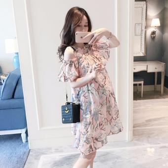 Cotton Maternity Dresses Floral A-line Loose Pregnancy Dress - intl  