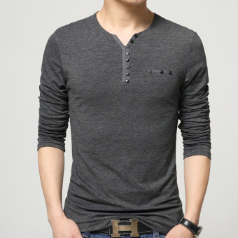 Cotton Mens Long Sleeve T-Shirt Trend of Korean Men's Fat Increase Long Sleeved T-shirt - intl  
