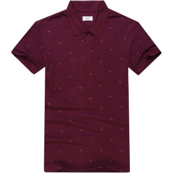 Cotton Polo Shirt with Dolphin Print Burgundy  