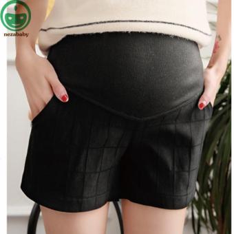 Cotton Pregnant Women Shorts Summer Maternity Pants High Waist Plaid Maternity Jeans Ladies Belly Pants 3 Colour YFK17 - intl  