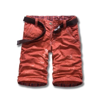 Cotton Shorts Summer Men Beach (Orange)  