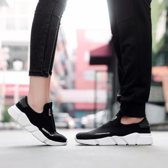 COUPLE Fly Knit Casual Shoes Men's And Women's Fashion Sport Shoes BLACK Sneaker(Black) - intl  