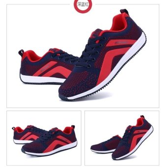 Couple Running Shoes Light & Breathable Sport Shoes MAN AND WOMEN FASHION SNEAKER(Red&Blue) - intl  