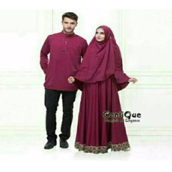 couple store cs - baju muslim dress couple elegant maroon  