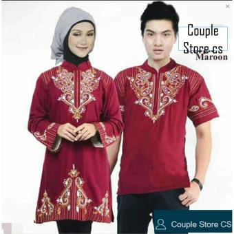 Couple Store Cs - baju muslim pasangan/muslim couple-PELANGI CHINTIA BORDIR-maroon  