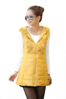 Cute Down Womens Vests Yellow  