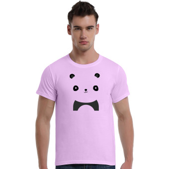 Cute Panda Cotton Soft Men Short T-Shirt (Pink)   