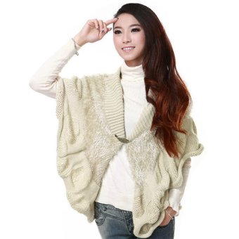 Cyber Batwing Sleeve Loose Cloak Cape Sweater Long Cardigan ( Off White)  