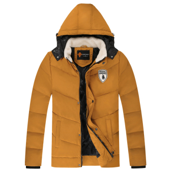 Cyber COOFANDY Men Winter Fashion Casual Hooded Long Sleeve Solid Thick Wadded Padded Jacket (Yellow)  
