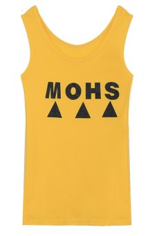 Cyber Fashion Women O-Neck Sleeveless T Shirt Slim Letter Print Casual Tank Tops Summer ( Yellow )  