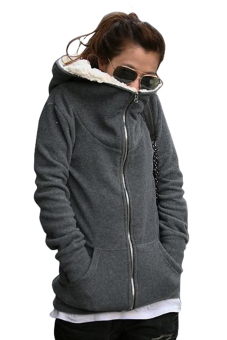 Cyber Fashion Women's Casual Zip Up Hoodies Coat Short Jacket Dark Grey  