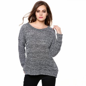 Cyber Korean Lady Women's O-neck Long Sleeve Thick Loose Sweater ( Grey )  