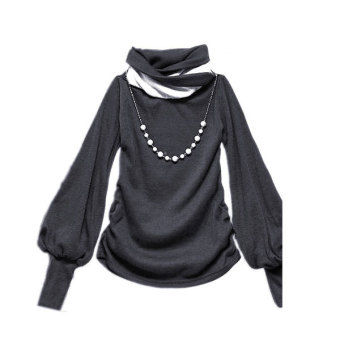 Cyber Ladies Women Lantern Sleeve Long Sleeved Turtleneck T-shirts M/L/XL (Grey) (Intl) - intl  