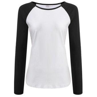 Cyber Meaneor Women Casual Long Sleeve Patchwork Slim T-Shirt Tops  