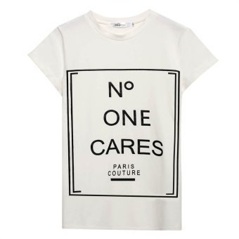 Cyber Meaneor Women Casual O-Neck Short Sleeve Letter Print Basic T-Shirt Tops ( White )  