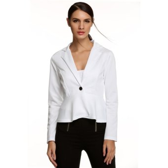 Cyber Meaneor Women Long Sleeve Crop Frill Shift Slim Fit Peplum Blazer Coat (White)  