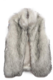 Cyber New Fashion Women's Faux Fur Vest Medium Long stand Collar Jackets Coat Vest Waistcoats (Grey)  