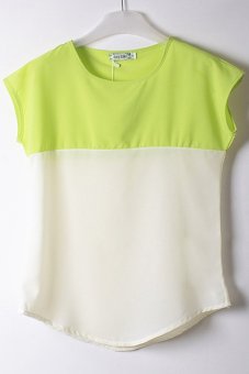 Cyber Splicing Women Chiffon Blouse (Green)  