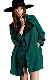Cyber Women Casual Large Lapel Neck Long Sleeve Jacket (Green)  