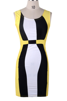 Cyber Women Colorful Geometric Party Evening Bodycon Pencil Dress Yellow  